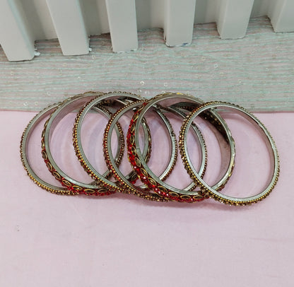 2.6 Size Indian bangles jewelry /Traditional bollywood jewelry/Red Antique bangles