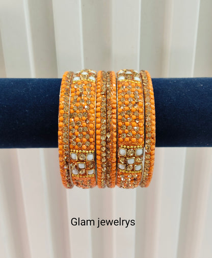 2.6 Size Indian bangles jewelry /Traditional bollywood jewelry/Orange Peach Antique bangles