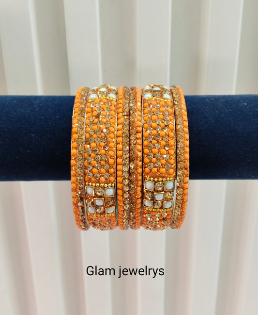 2.6 Size Indian bangles jewelry /Traditional bollywood jewelry/Orange Peach Antique bangles