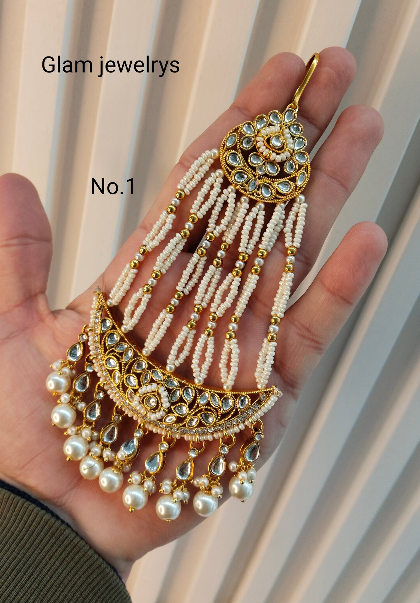 Kundan Jhumar Headpassa Bridal Passa/Pakistani side Headpiece