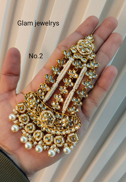 Kundan Jhumar Headpassa Bridal Passa/Pakistani side Headpiece