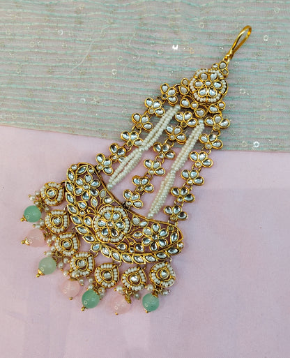 Kundan Jhumar Headpassa Bridal Passa/Pakistani side Headpiece