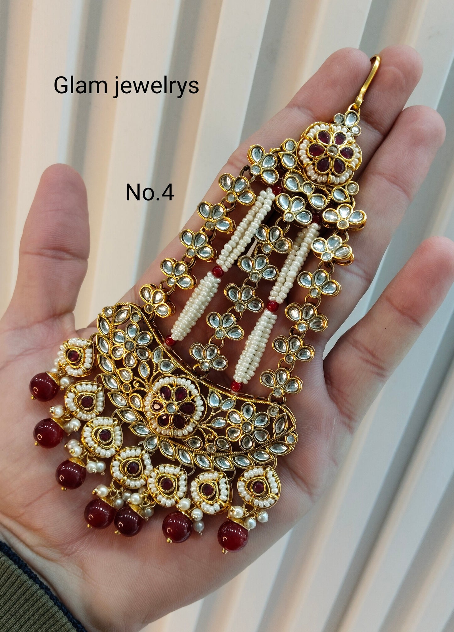 Kundan Jhumar Headpassa Bridal Passa/Pakistani side Headpiece