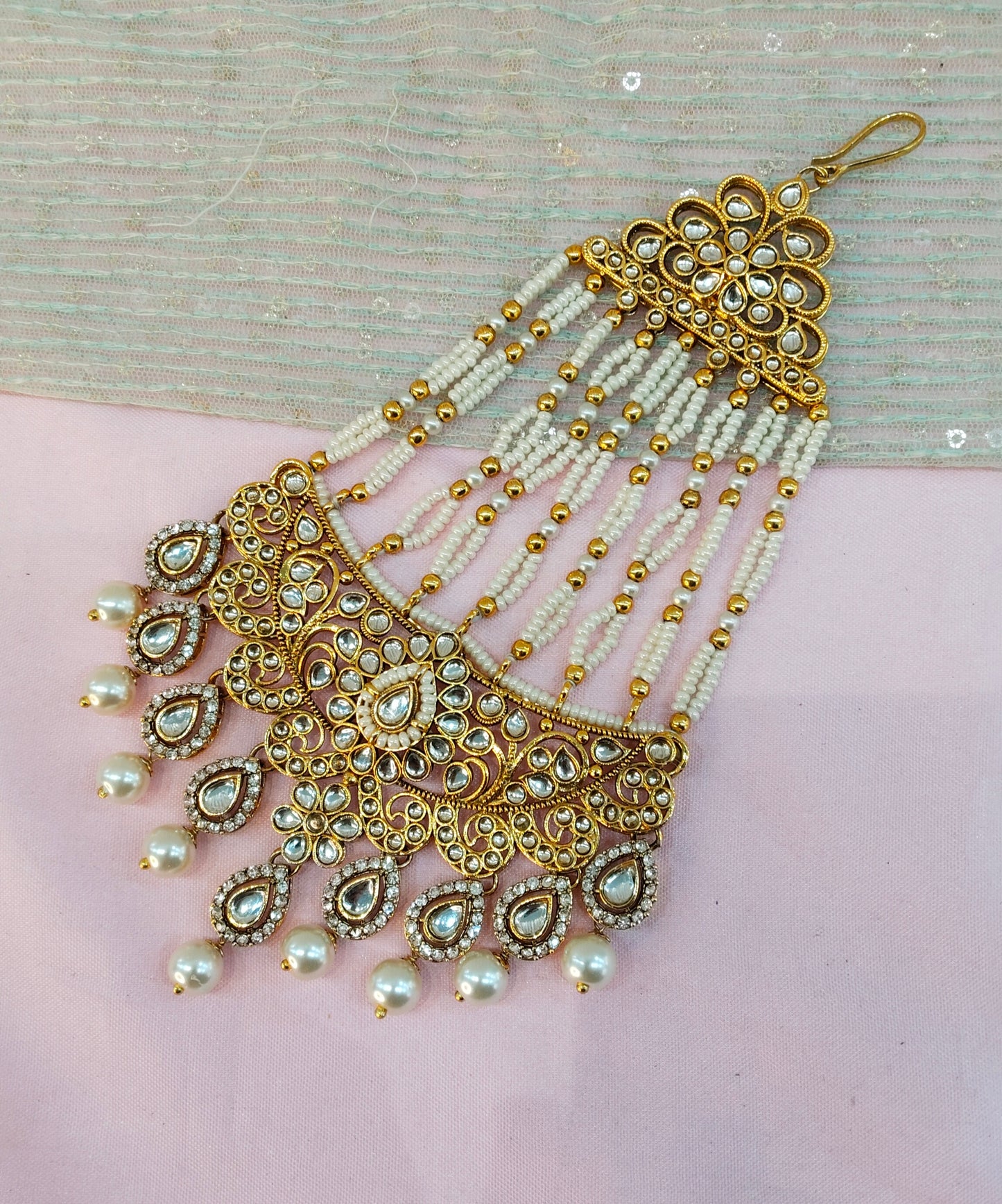 Kundan Jhumar Headpassa Bridal Passa/Pakistani side Headpiece