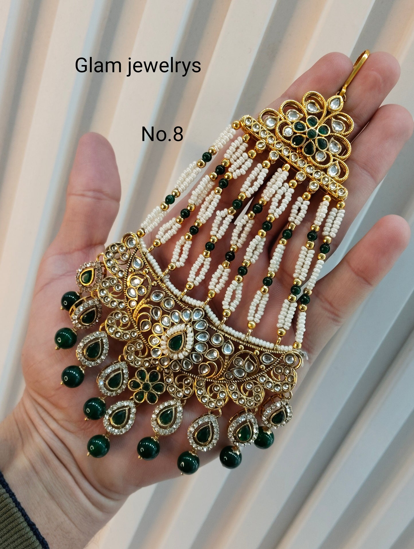 Kundan Jhumar Headpassa Bridal Passa/Pakistani side Headpiece