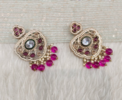 Purple Antique Gold Bollywood Preet Indian Earrings