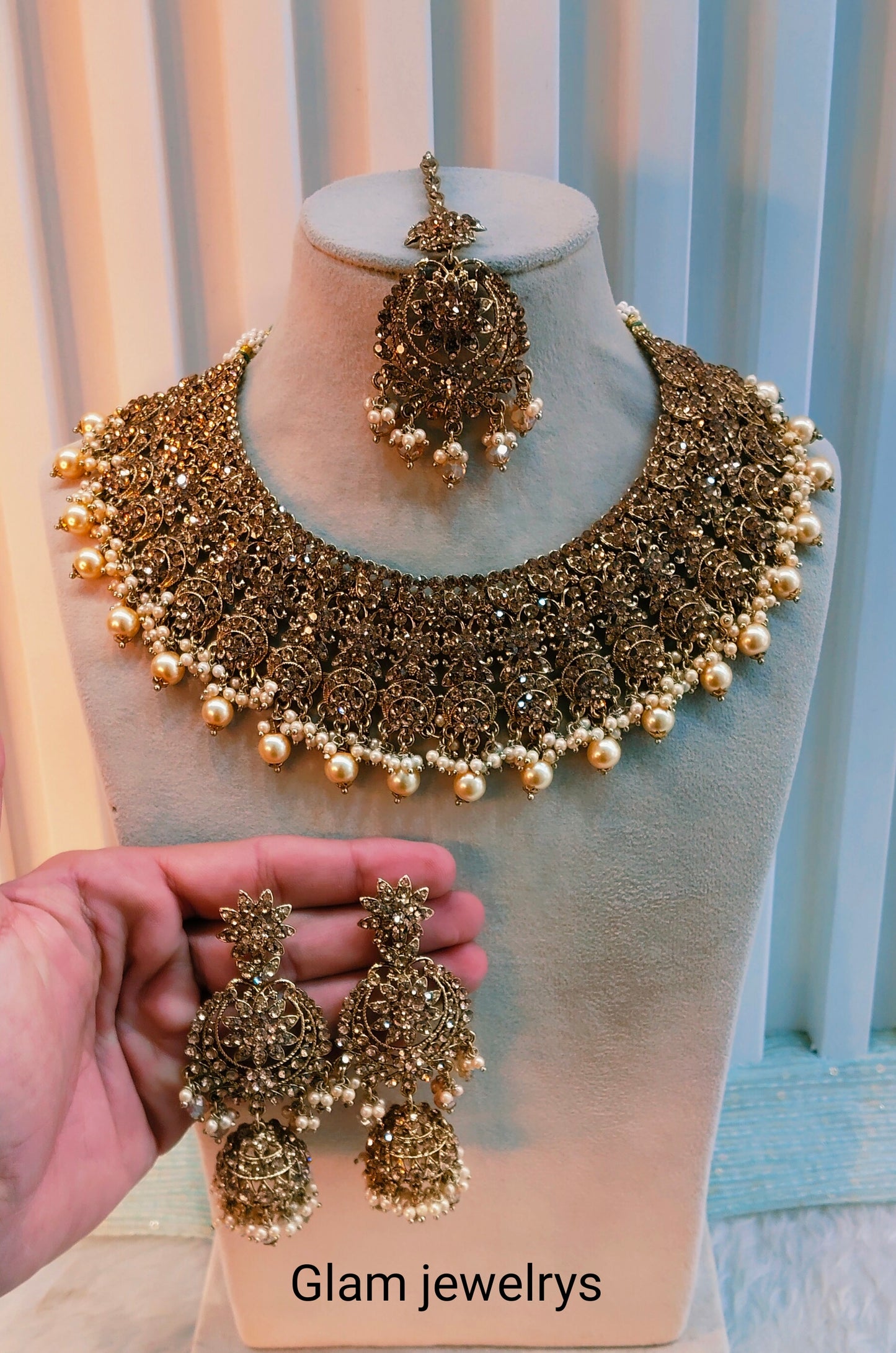 Antique Gold Necklace Indian Jewellery Darwin Set