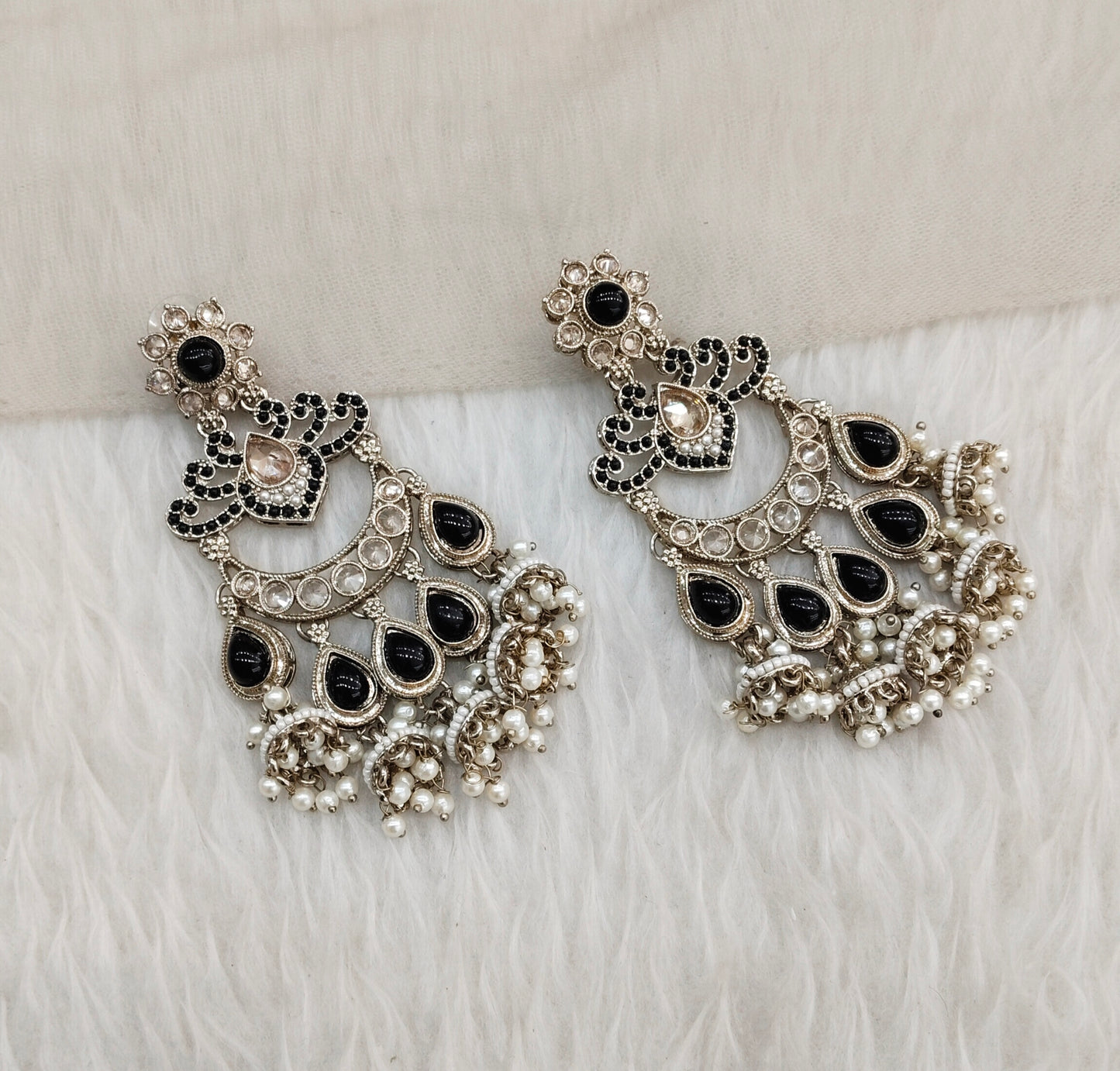 Black Antique Gold Bollywood Mamber Indian Earrings