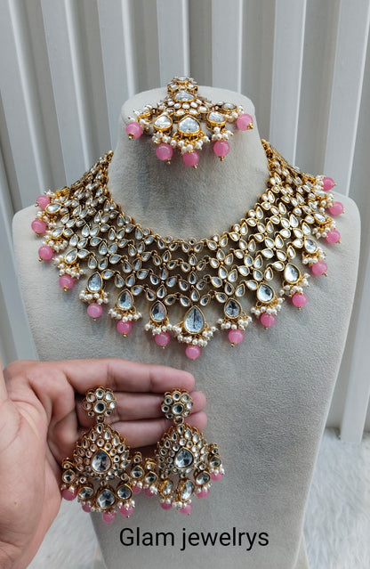 Gaajri Gold Kundan Necklace Indian Jewellery Rishab Set