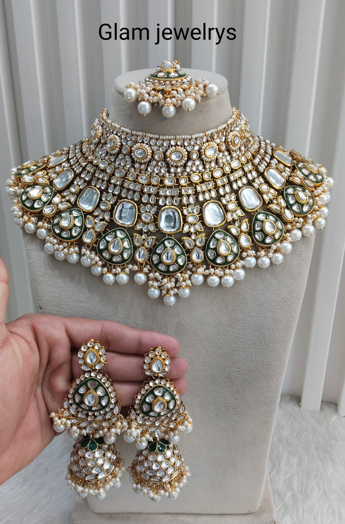 Ivory Gold Bridal Kundan Necklace Indian Jewellery Raju Set