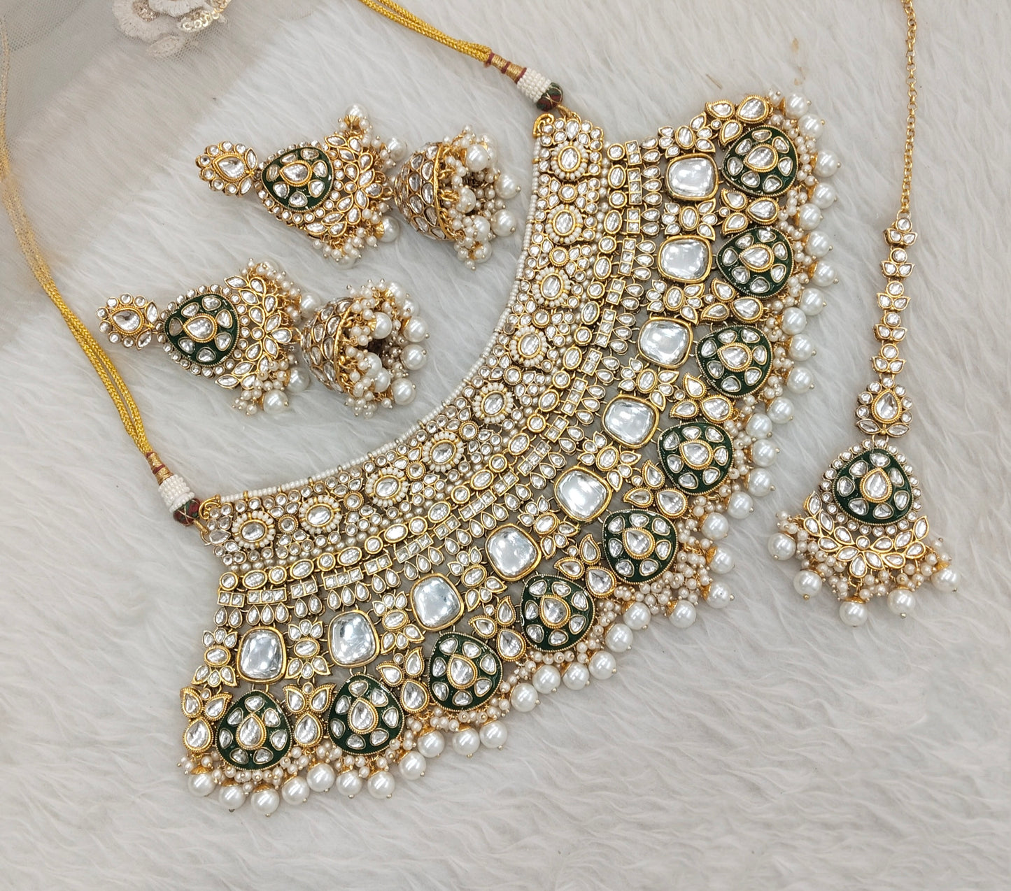 Ivory Gold Bridal Kundan Necklace Indian Jewellery Raju Set