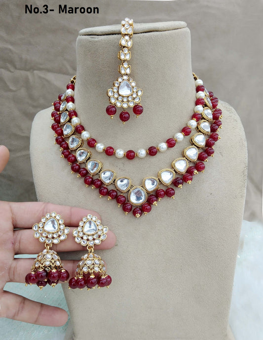 Indian  jewellery gold maroon kundan Set/ kundan  honey Set