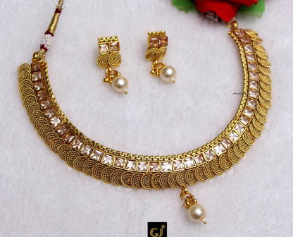 Gold ,Green,Ruby Green Pearl Choker necklace Set Indian Wedding Ethnic Jewellery Bollywood Necklace