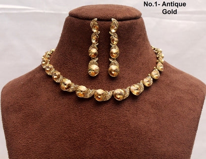 Women Necklace Set/Antique Gold, Gold Bollywood Necklace Set/Bridesmaid necklace Wedding Jewellry set/Women Necklace Set/Gift for her