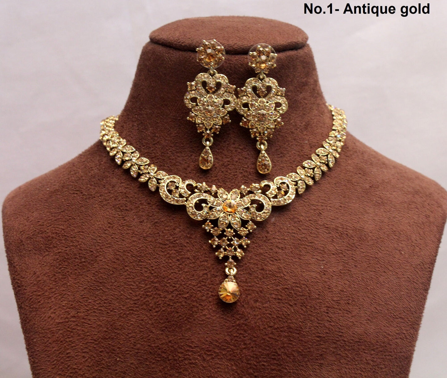 Women Necklace Jewellery  Set/Antique Gold, Gold Bollywood Necklace Set/Bridesmaid necklace Wedding Y Drop Jewellry set/Women Necklace Set/Gift for her