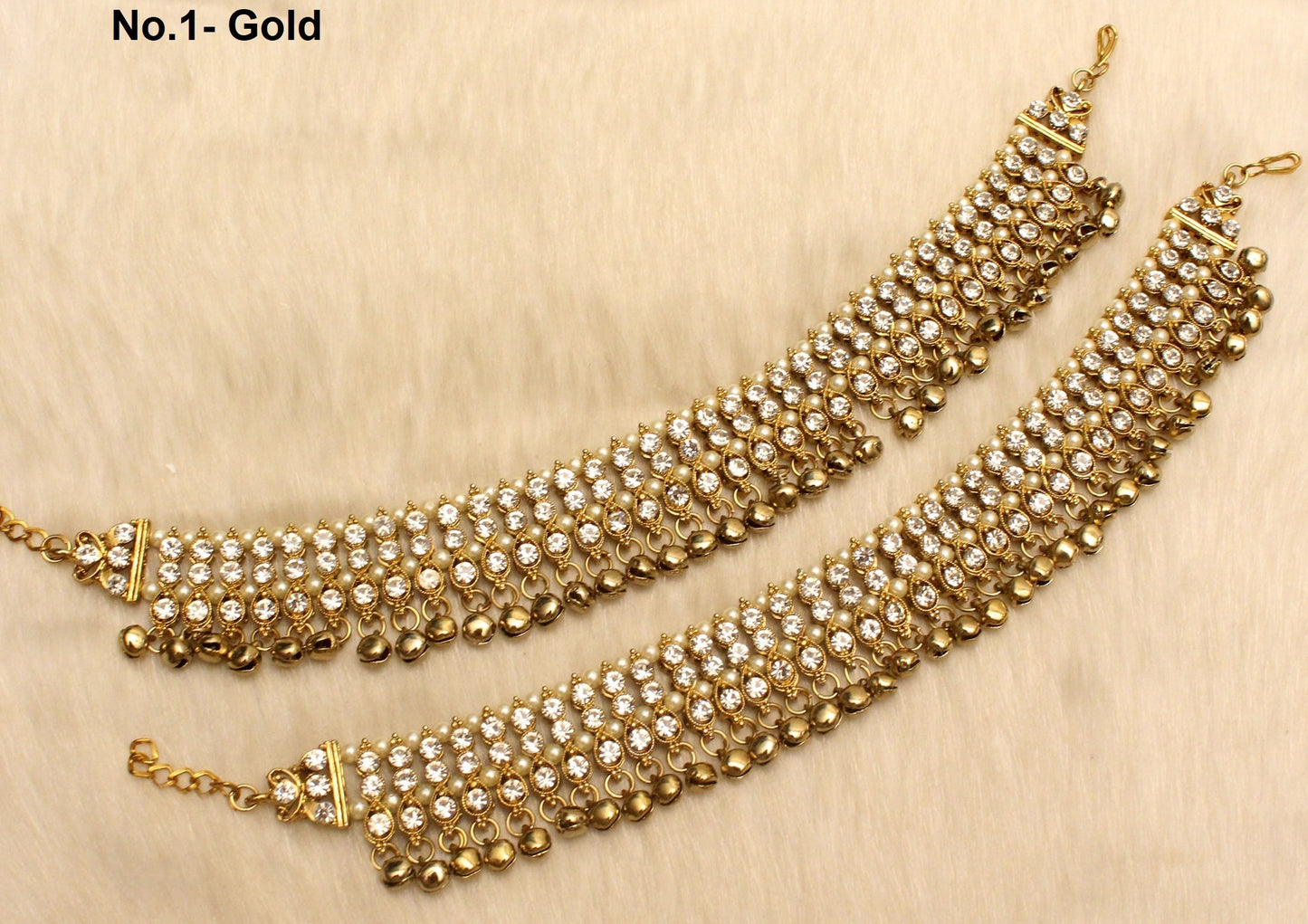 Buy Anklets Payal Foot Bracelet Indian Gold pair Anklets Foot Bracelet Payal Jhanjar Jewellery Jewellery/Traditional Bollywood Panjeb Jewellery