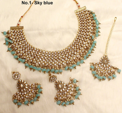 Indian  Jewellery/Bridal Gold Bollywood Kundan Bride Jewellery Necklace noun Set