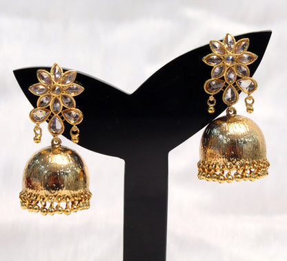 Indian Jewellery/Jhumka Bollywood Indian Gold Kundan Earrings Jewelry/Pearl Jhumka Set/Punjabi Indian Jewellery/Muslim Punjabi Jhumki Set