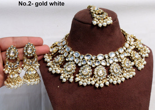 Ivory Indian   Jewellery Gold kundan Necklace Tikka Set/maroon Bollywood Necklace Set/Indian  ethnic necklace set