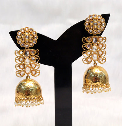 Indian Jewellery/Jhumka Bollywood Indian Gold Kundan Earrings Jewelry/Pearl Jhumka Set/Punjabi Indian Jewellery/Muslim Punjabi Jhumki Set