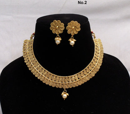 Indian Polki  Jewellery Necklace Set/ Bollywood Style Gold Finish South Indian bridal Jewellery