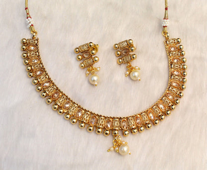 Indian Polki  Jewellery Necklace Set/ Bollywood Style Gold Finish South Indian bridal Jewellery