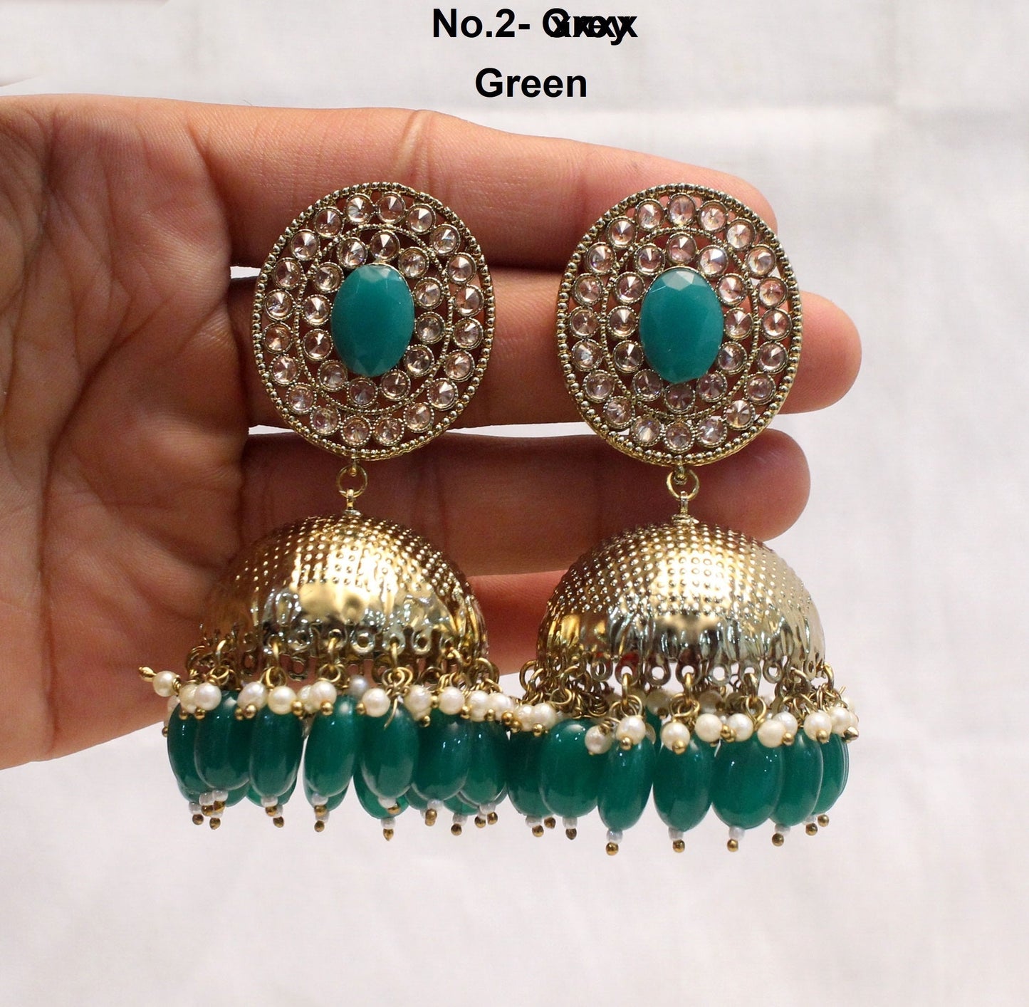 Indian Jhumka Earrings Jewellery/Punjabi Gold Bollywood Wedding Indian Jewelry Bridal mahroon, grey, gajri, pink, green Jhumka Earrings