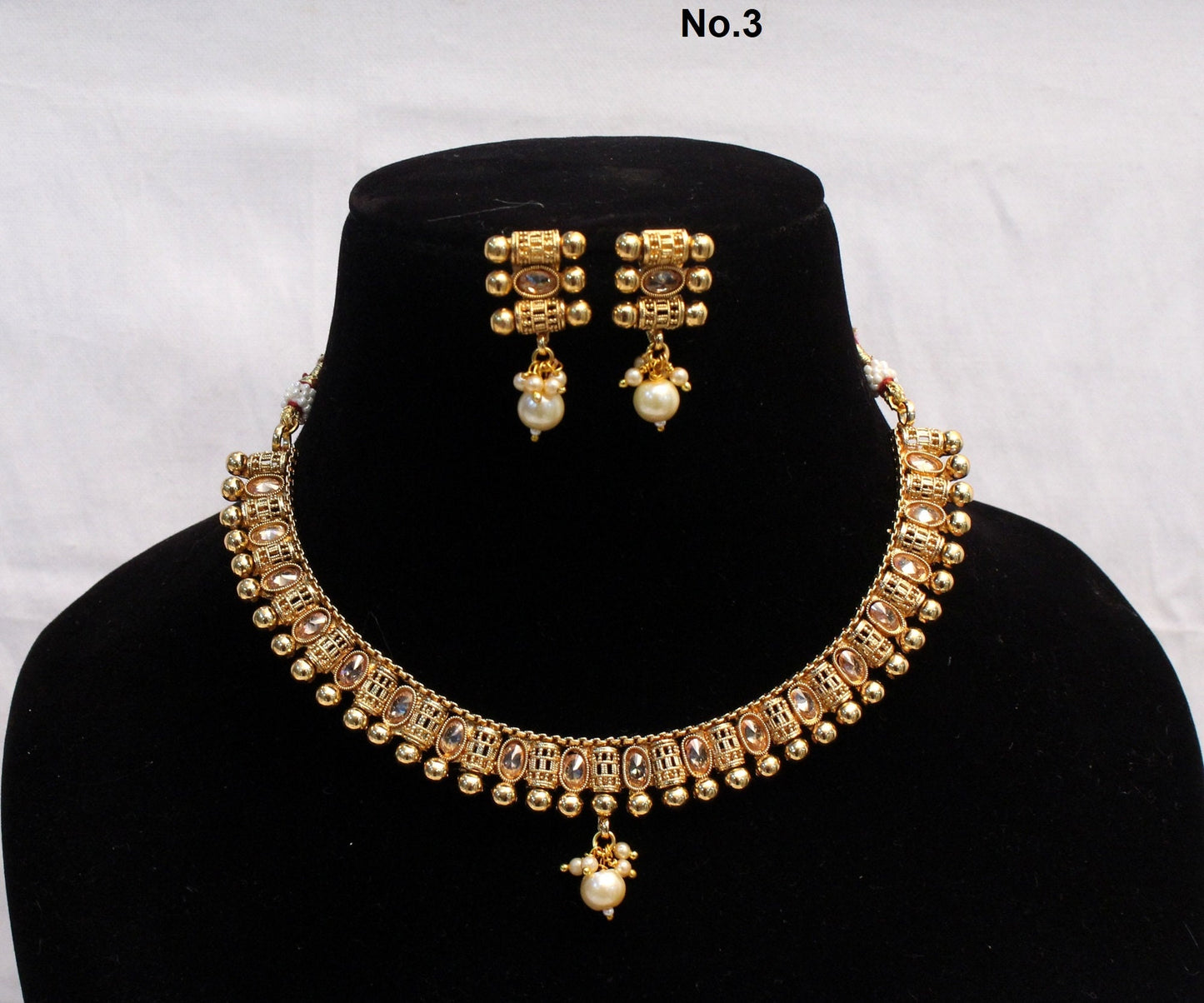 Indian Polki  Jewellery Necklace Set/ Bollywood Style Gold Finish South Indian bridal Jewellery