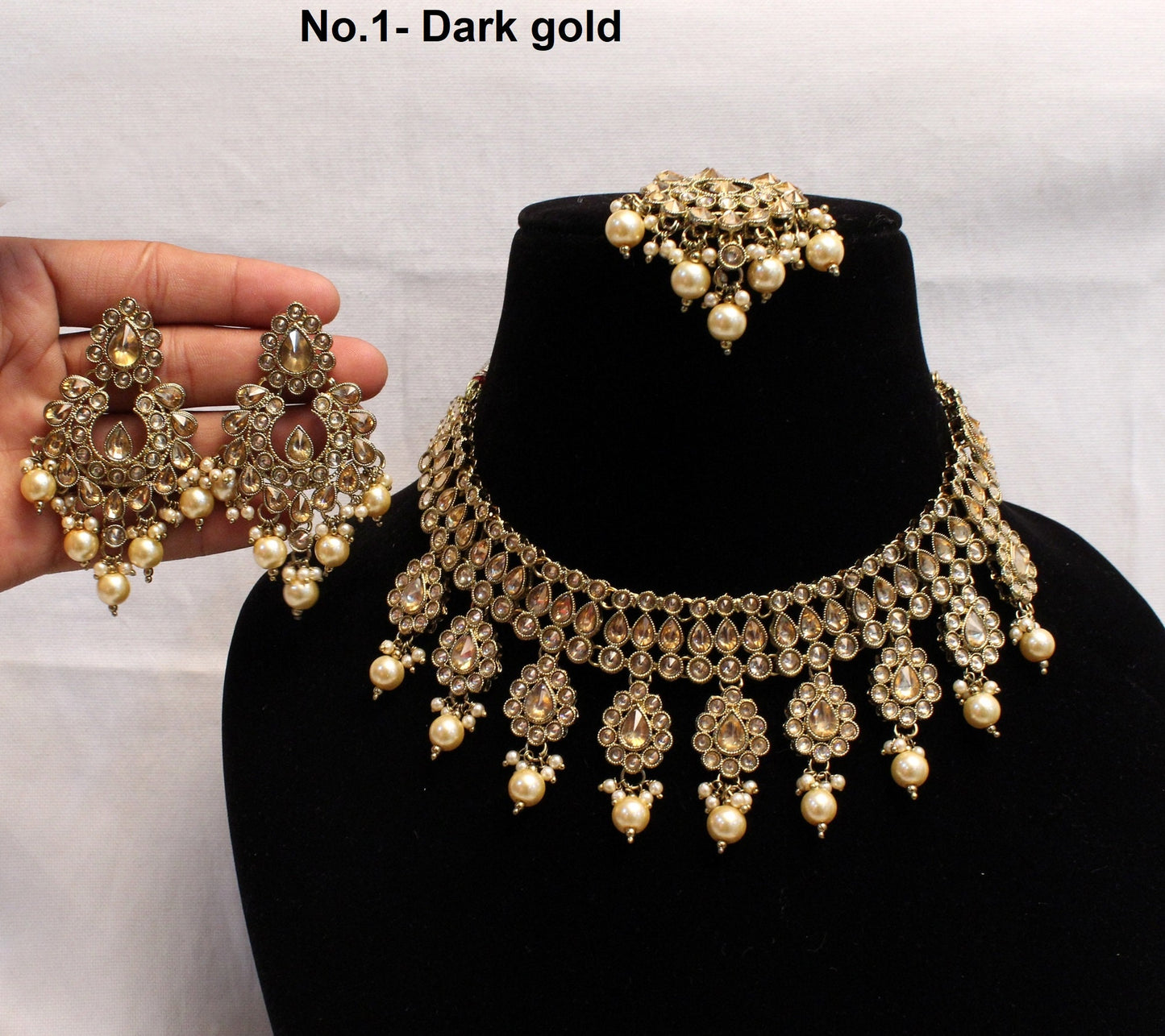 Indian  Jewellery/dark gold/Ruby/pastel green/Bridal Kundan necklace hero Set