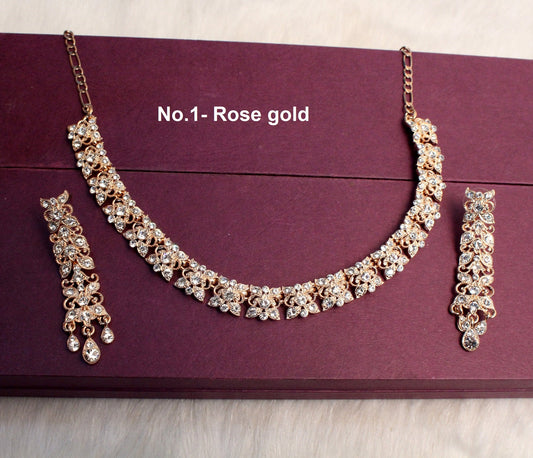 Rose gold Necklace Set/gold Bollywood Necklace Set/Bridesmaid necklace Wedding Jewellry set/Women Necklace Set/Gift for her