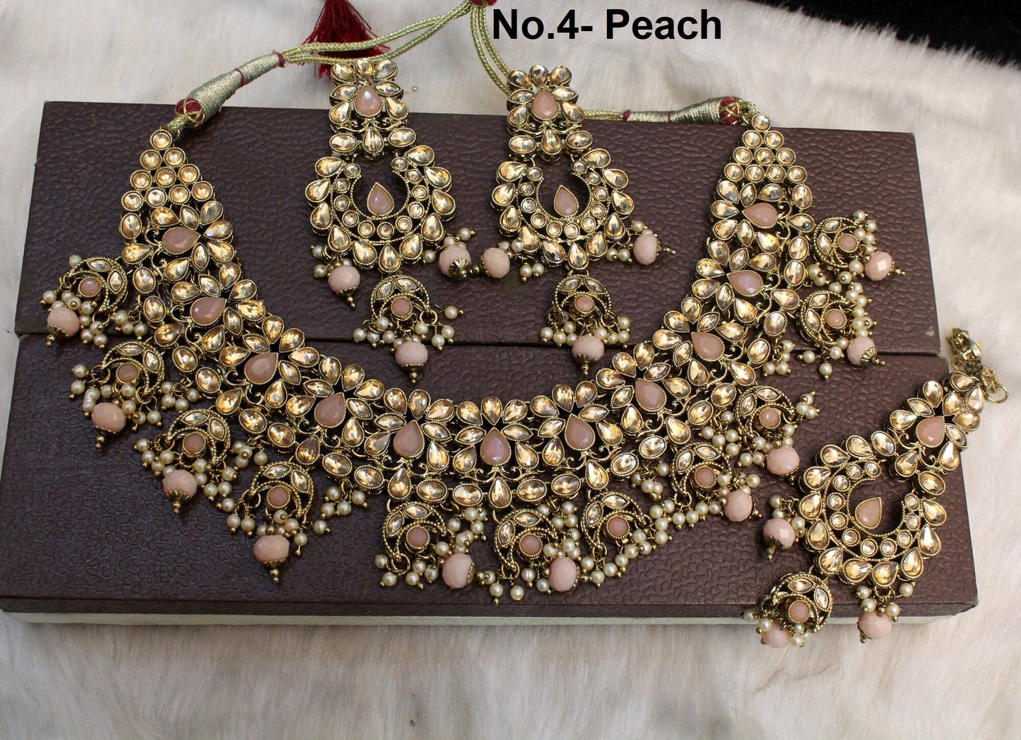 Indian  Jewellery/Dark gold/maroon/pastel green/green/peach Bridal Kundan necklace Set/Bollywood Gold Indian hira Jewellery