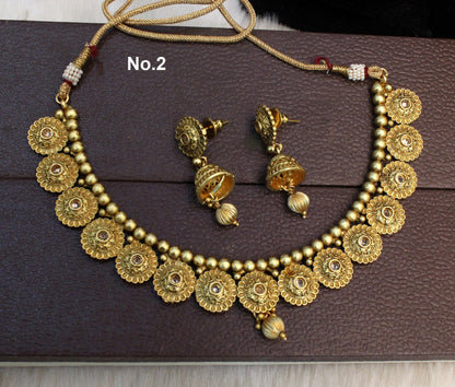 Indian  Jewellery / Gold Finish necklace set Wedding Ethnic Jewelry Bollywood bridal Necklace