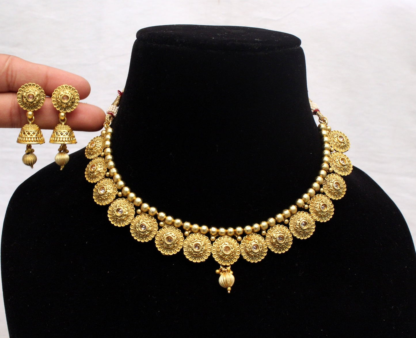 Indian  Jewellery / Gold Finish necklace set Wedding Ethnic Jewelry Bollywood bridal Necklace