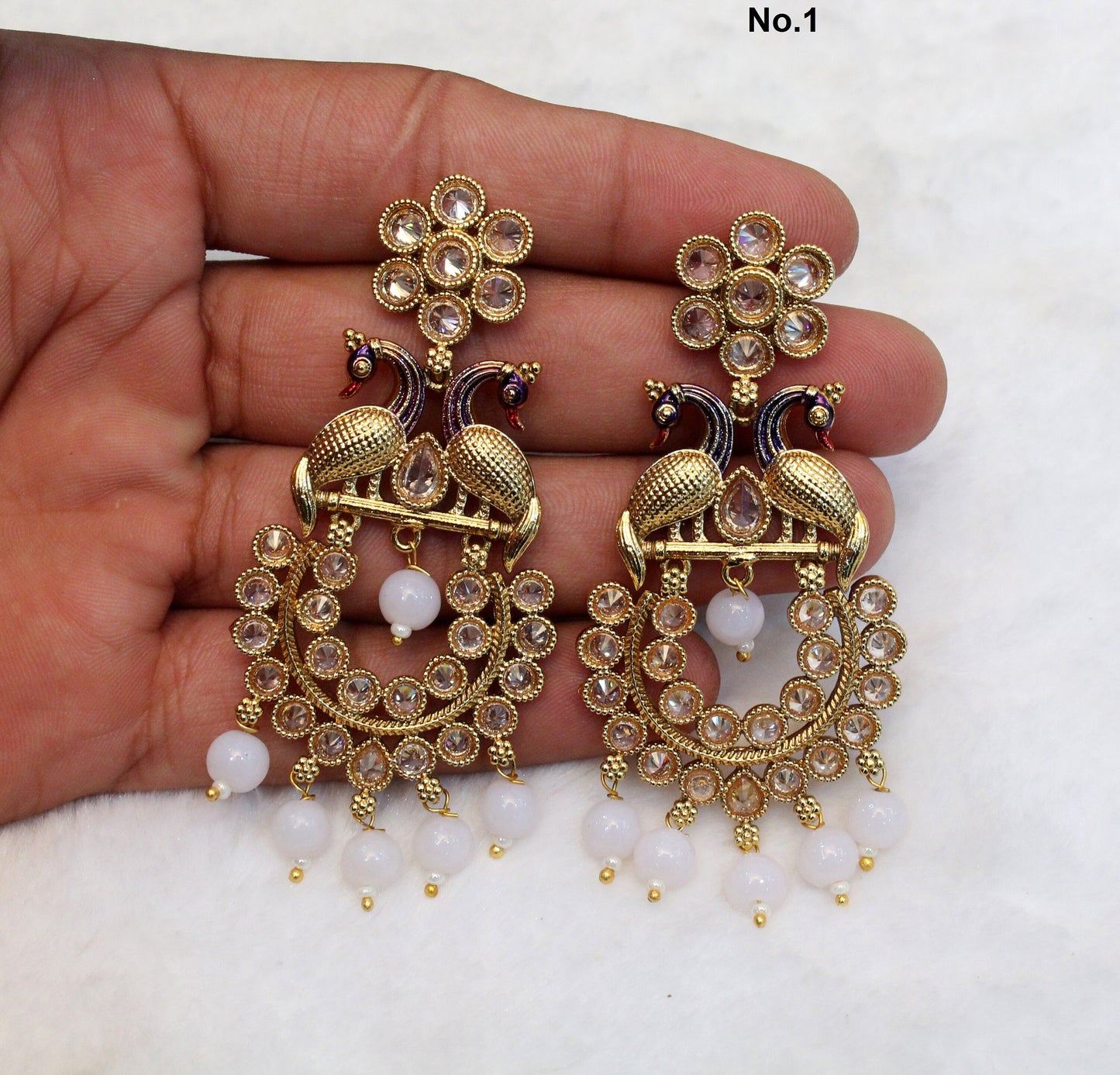 Indian Jewellery/Gold Earrings pink chand balli Set/Indian Earrings Punjabi Bollywood Set Jewellery/Pakistani Punjabi Bollywood Set