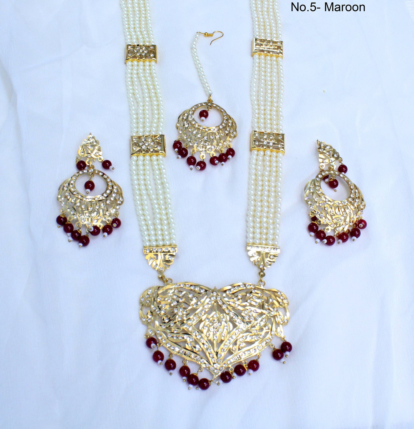 Long necklace Rani Haar Set/Jadau Indian Navrattan Necklace Set/Bridal Punjabi Indian Pakistani Jewellery/Bollywood Muslim Long Necklace Set