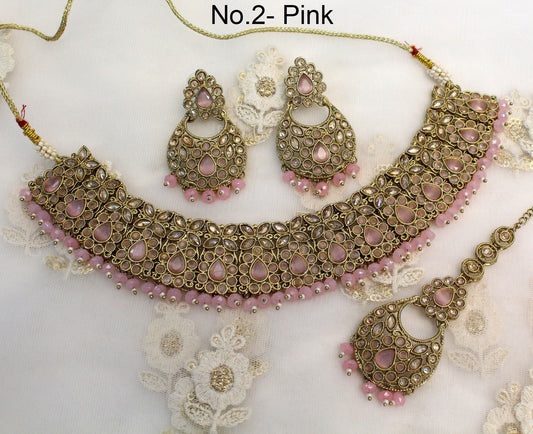 Indian  Jewellery/dark gold Bridal necklace Set/Bollywood Gold Indian Jewelry Jewellery Necklace Set/ Wedding Sets/ Bridesmaid sets