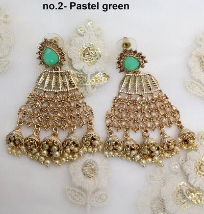 Indian Jewellery/Indian Earrings Set/dark gold chand balli  Earrings Set Jewellery/Wedding Bridal /Bridesmaid chandeliers Jewellery