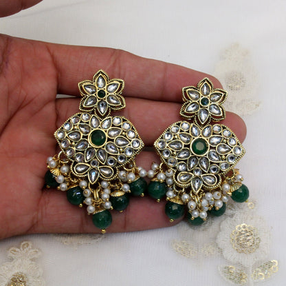 kundan Choker Set Necklace Earrings Set/Gold white, Green, Gajjri choker set Indian Jewellery Necklace Set/Indian Choker Set