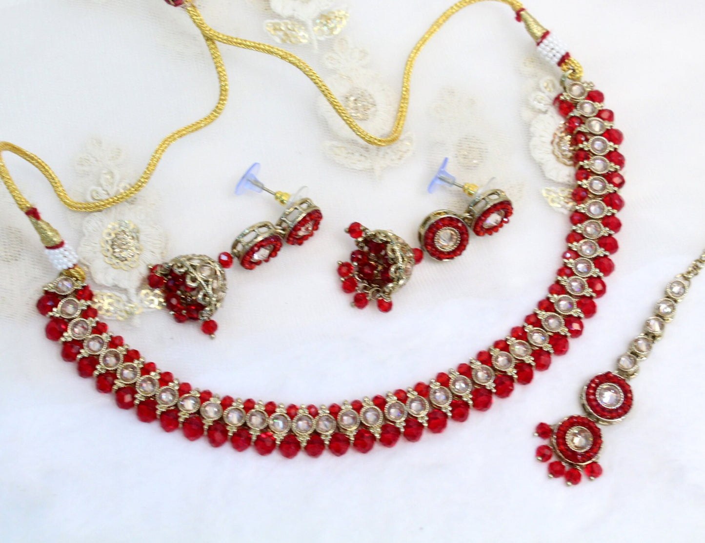 Maroon Necklace Set/ Necklace Set Jewellery set /Indian Antique necklace set/Bridesmaid trenton Jewellery/Indian jewellery Set/Silver,green set