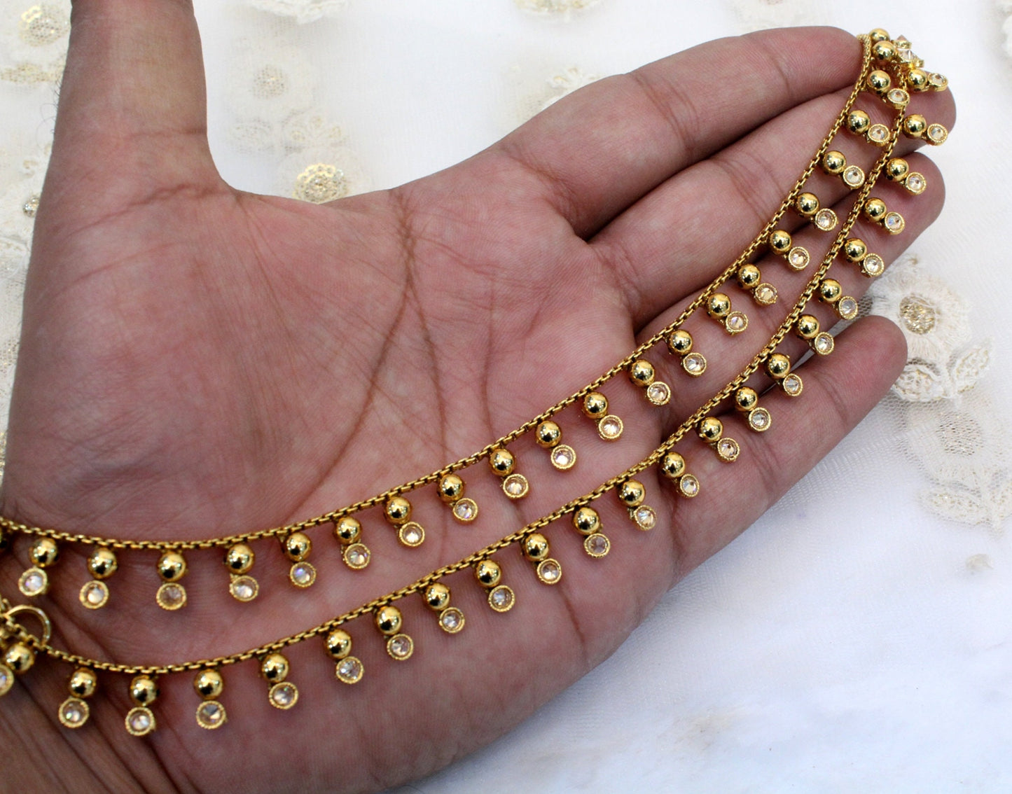 Anklets Foot Pair Bracelet Gold Indian Payal Jhanjar Jewellery Jewellery/Traditional Bollywood Panjeb Jewellery