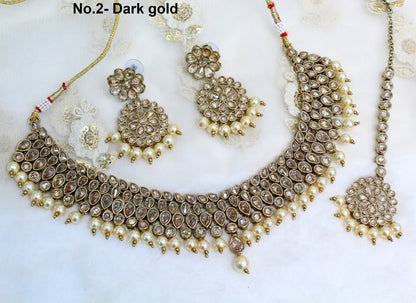 Indian  Jewellery/Dark gold, Gajri/ Grey necklace Set/Bollywood Gold Indian Jewellery Set /Bridesmaid sets