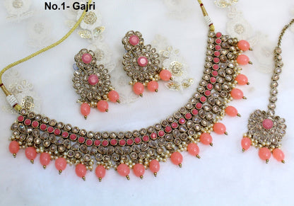 Indian  Jewellery/Dark gold, Gajri/ Grey necklace Set/Bollywood Gold Indian Jewellery Set /Bridesmaid sets