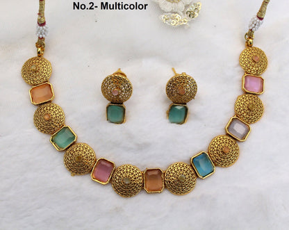 Indian Necklace  Jewellery Set/ Green, Multicolor Bridal Wedding Bollywood Necklace Set/Brides maid set/Delicate sets