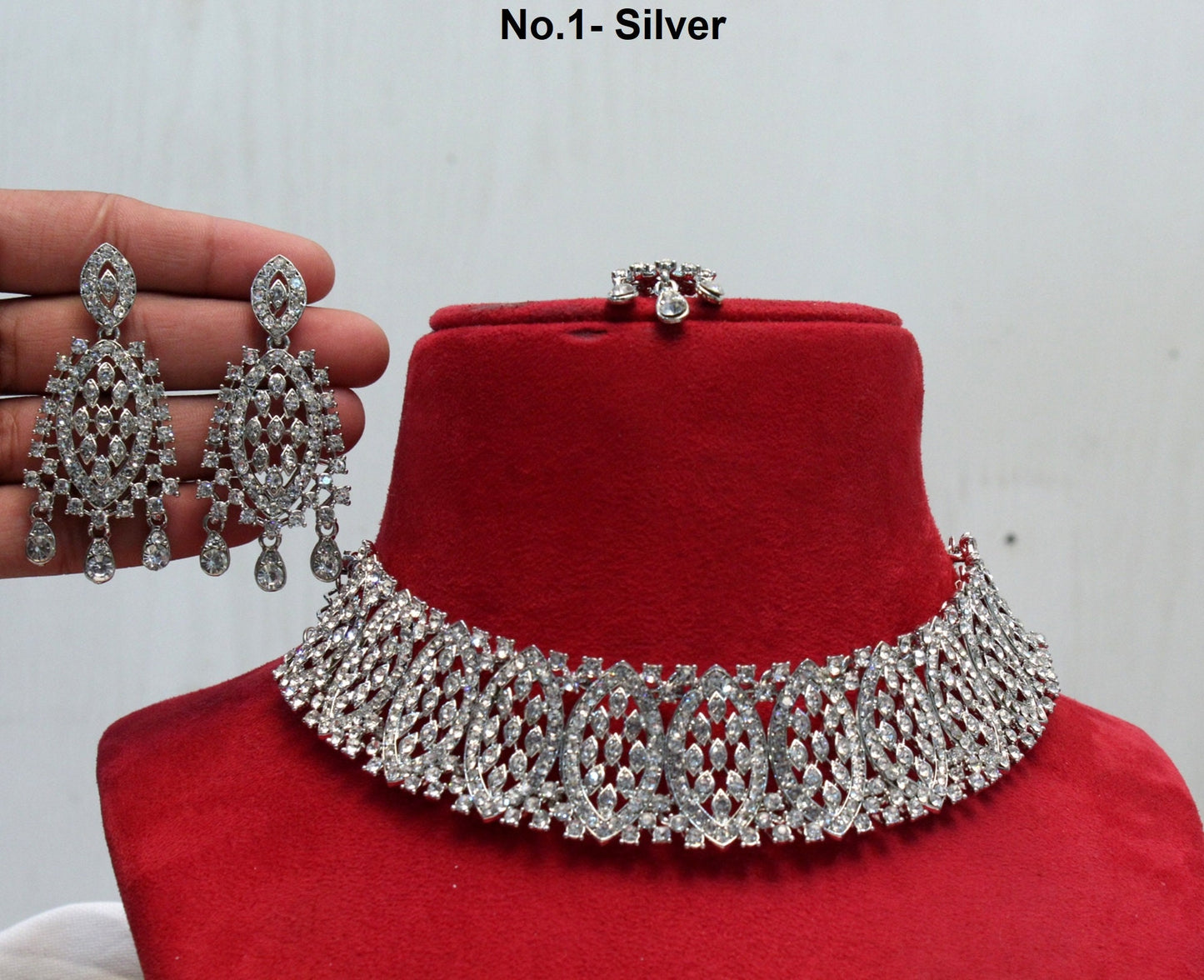 Silver Choker /Silver Choker Necklace Set/ Bollywood Necklace Set/Indian choker necklace set/Silver Jewellry/Women Necklace