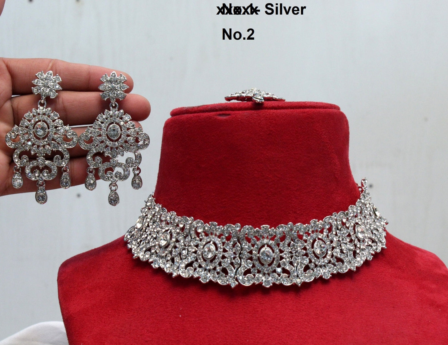 Silver Choker /Silver Choker Necklace Set/ Bollywood Necklace Set/Indian choker necklace set/Silver Jewellry/Women Necklace