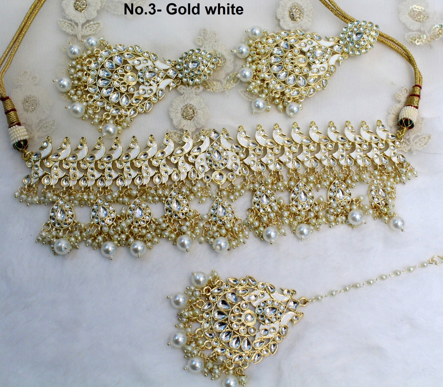 Indian Jewellery/Kundan Choker Set /Bollywood Choker Style Gold Necklace Set Wedding Bridal Ethnic Jewellery Set