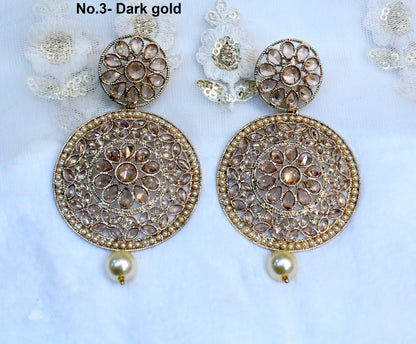 Indian Jewellery/Chandbali Gold finish Earrings  Set/Indian Earrings Bollywood Set Jewellery/Fluency laila Bollywood earrings Set