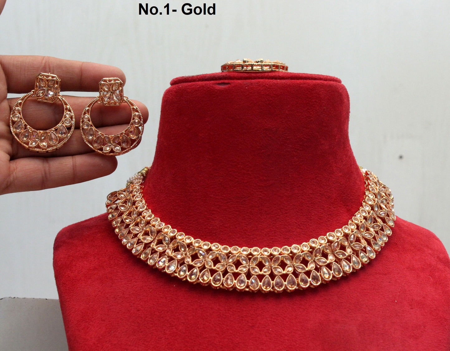 Indische Halskette Schmuck Set / Gold Braut Hochzeit Bollywood Halskette Set / Brautjungfer Set / Braut Halskette Set