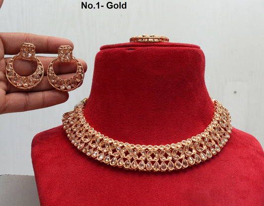 Indian Necklace   Jewellery Set/ Gold Bridal Wedding Bollywood Necklace Set/Brides maid set/ Bridal necklace Set