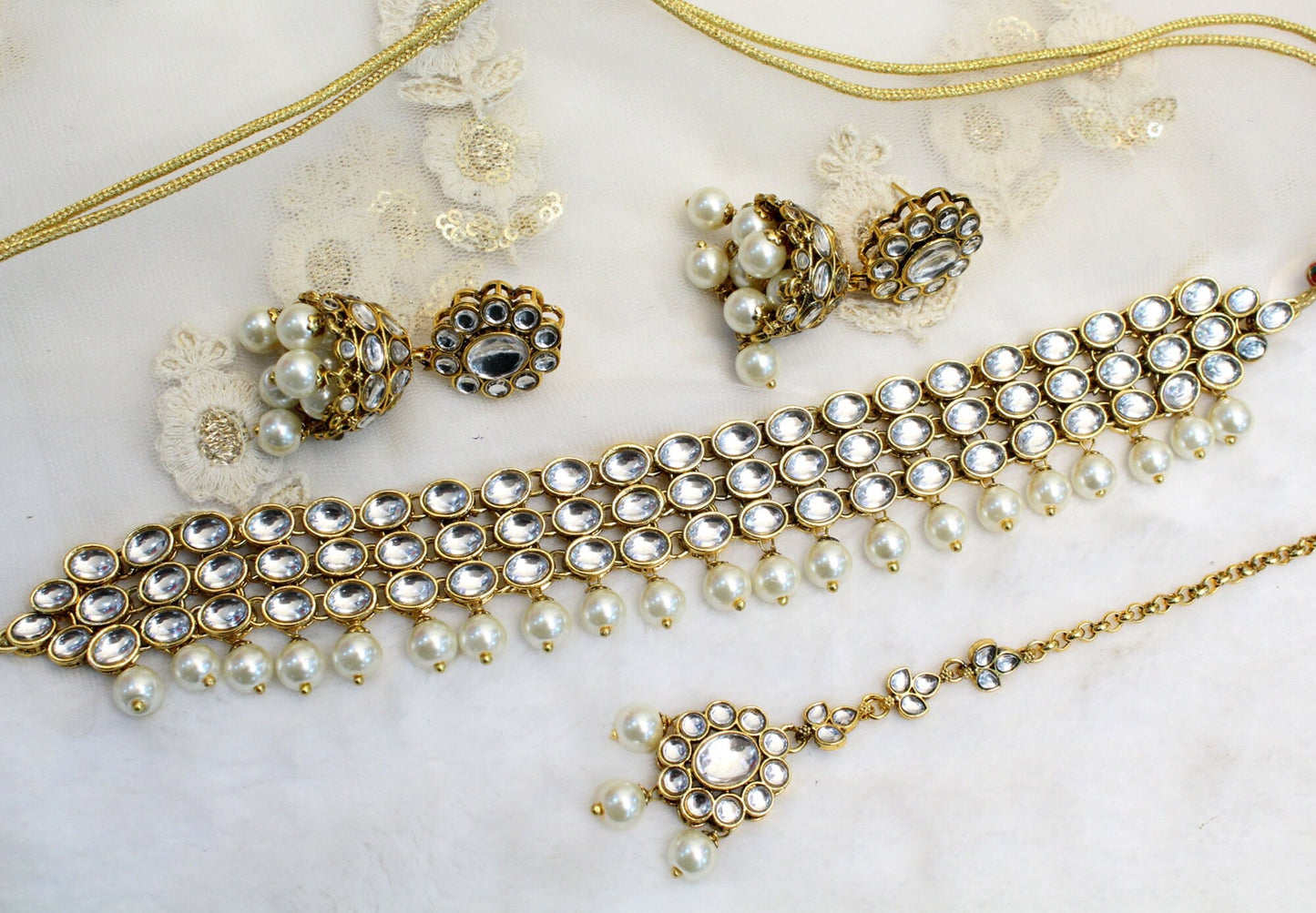 Buy Choker Set Gold kundan Set/ Bollywood Jewellery/kundan Bridesmaid Jewellery/Women Necklace wide set